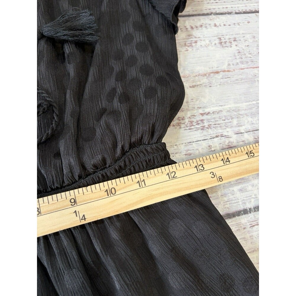 Max Studio Black Tiered Maxi Dress Womens Small Polka Dot Witchy Whimsigoth Long - Picture 4 of 7